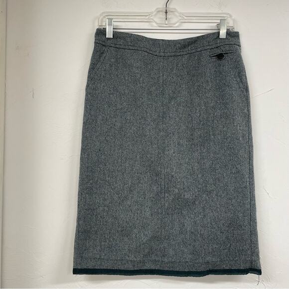 Trina Turk Teal Green Tweed Pencil Skirt Womens 4 Dark Academia Career Work - Picture 1 of 11
